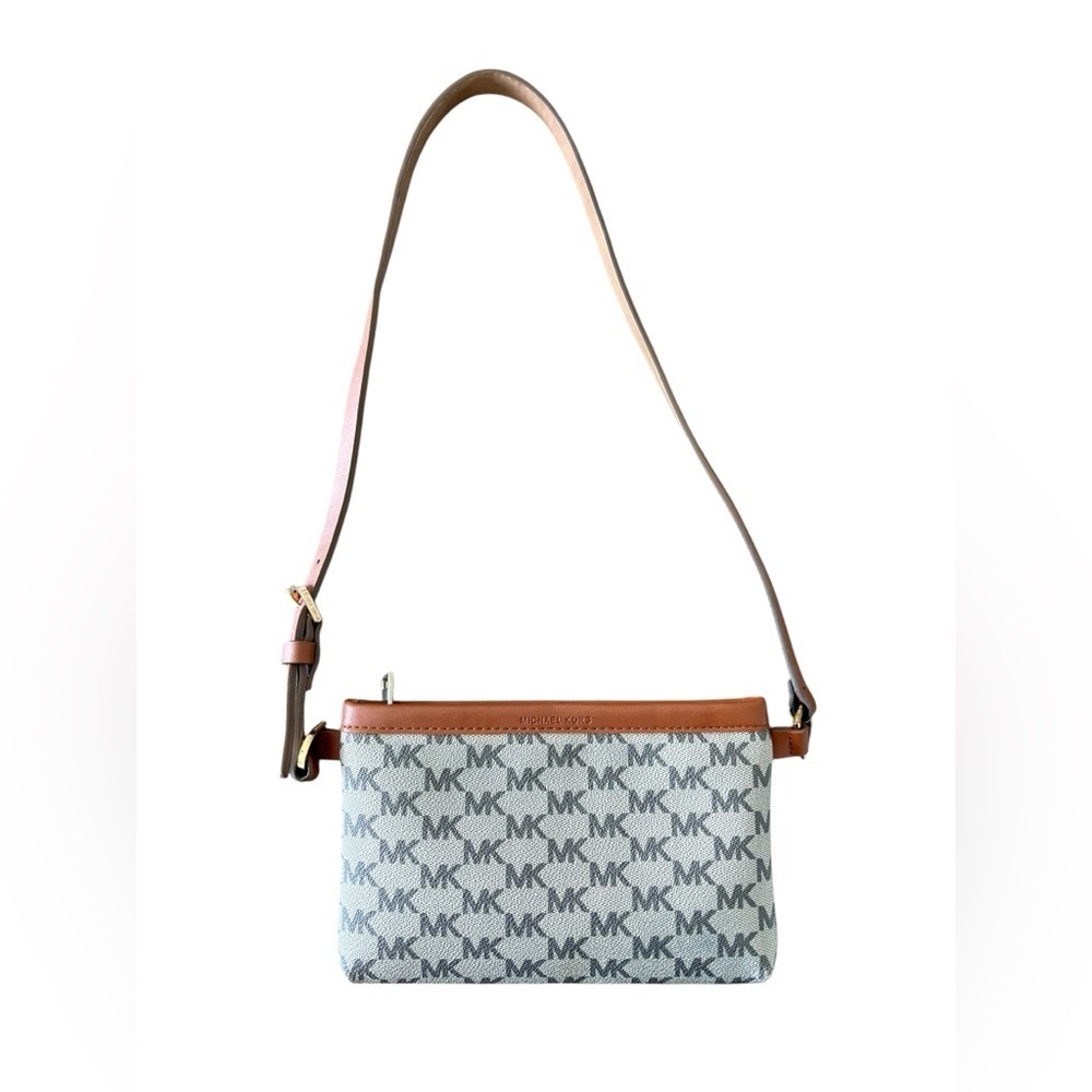 Michael Kors Brown Leather Trim Monogram Canvas